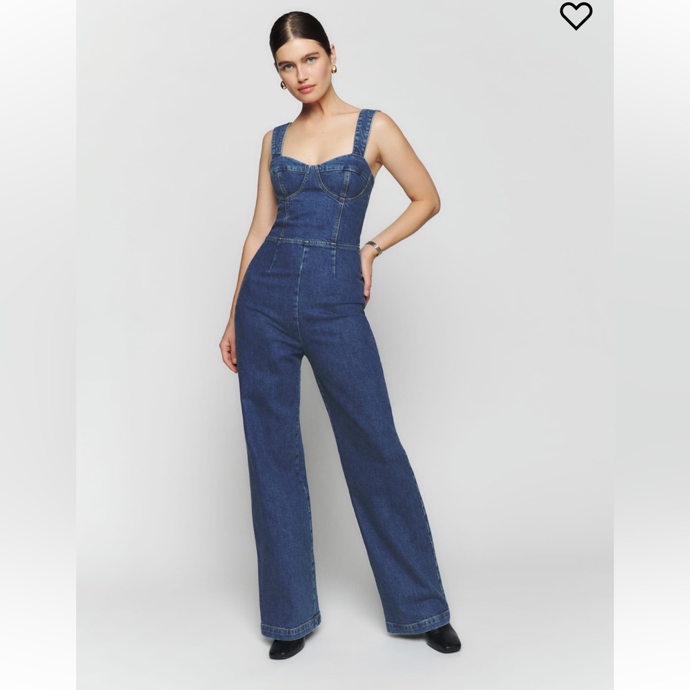 Reformation Nikki Bustier Denim Jumpsuit